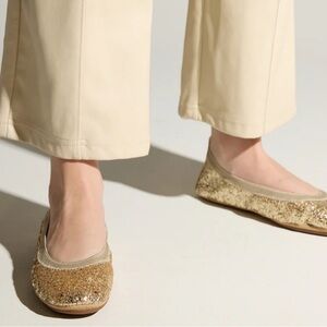 Yosi Samara Foldable Ballet Flat in Gold Glitter
